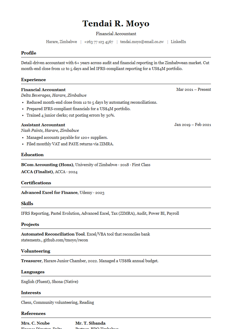 ATS Classic CV template