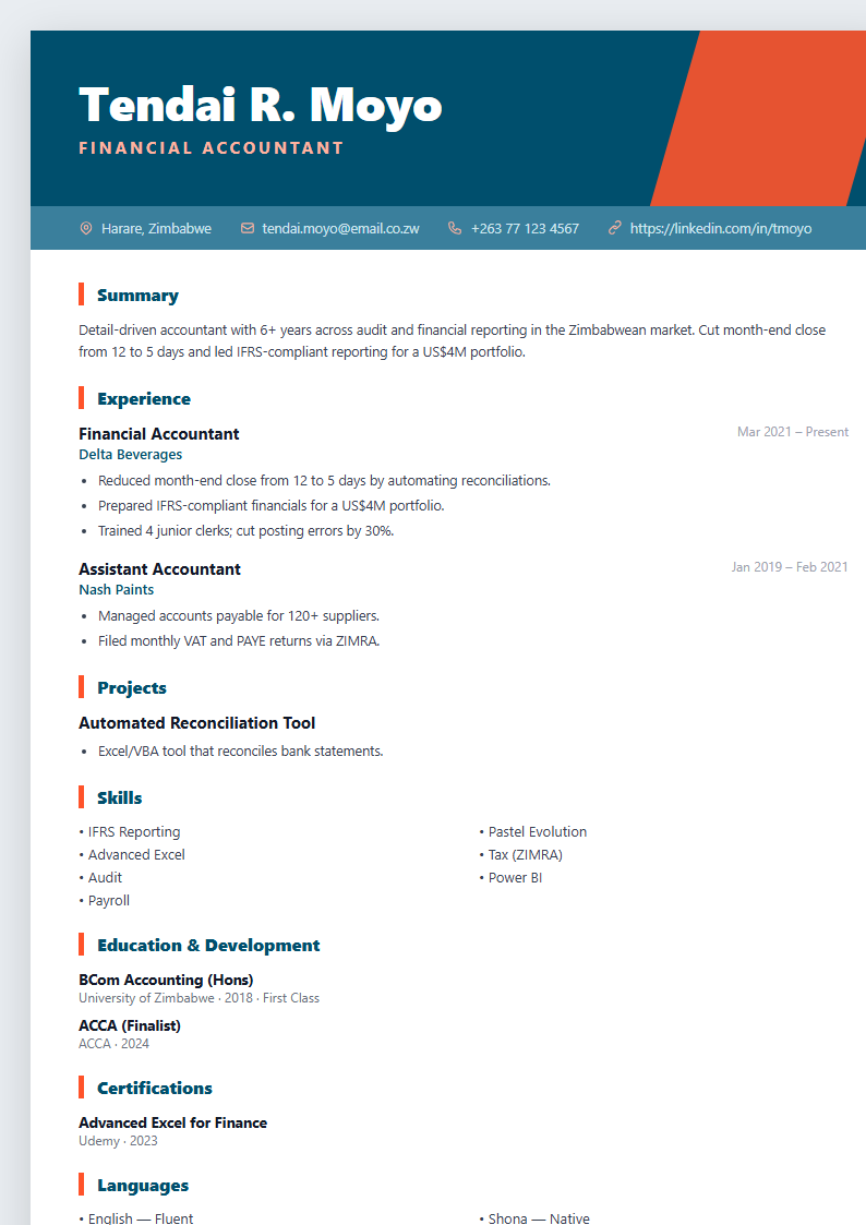Bold sales CV template preview