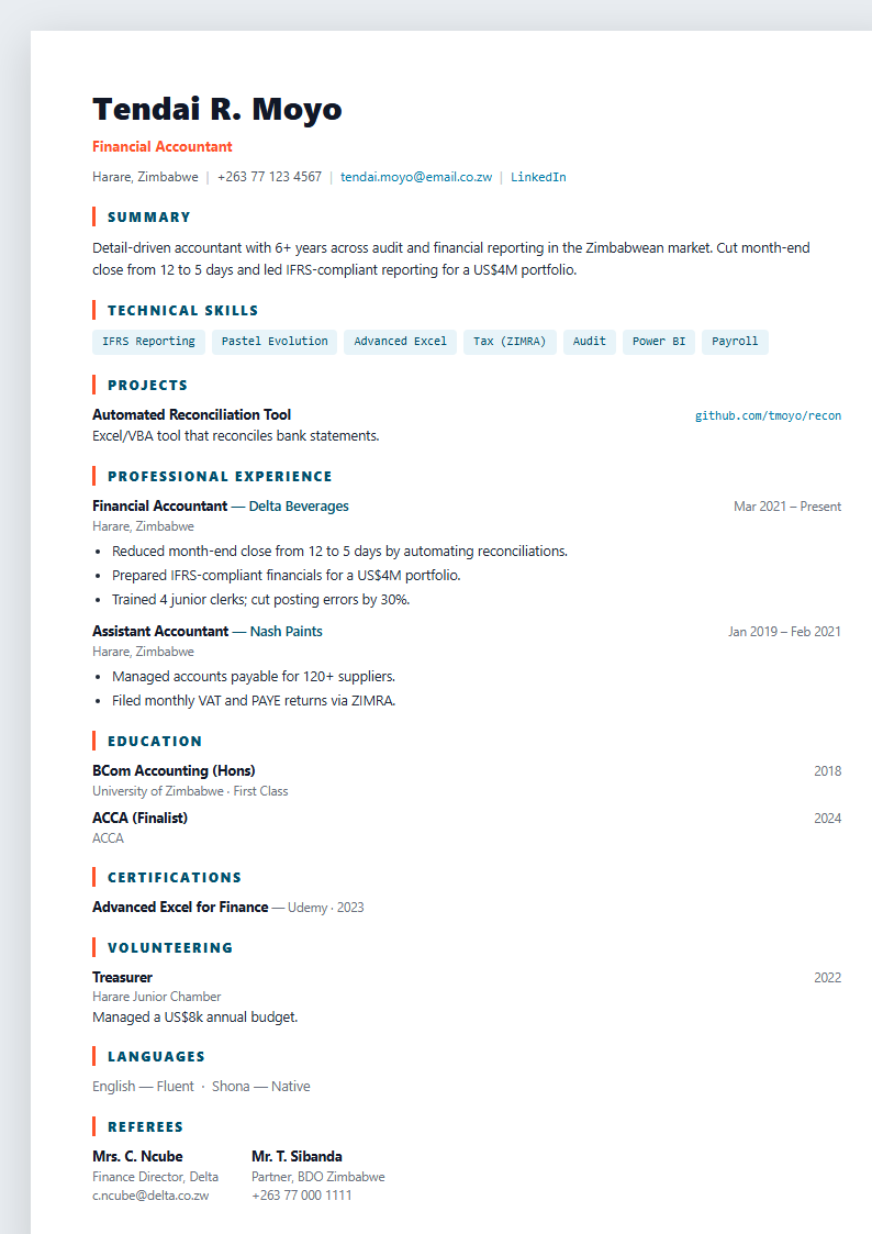 Codebase CV template preview