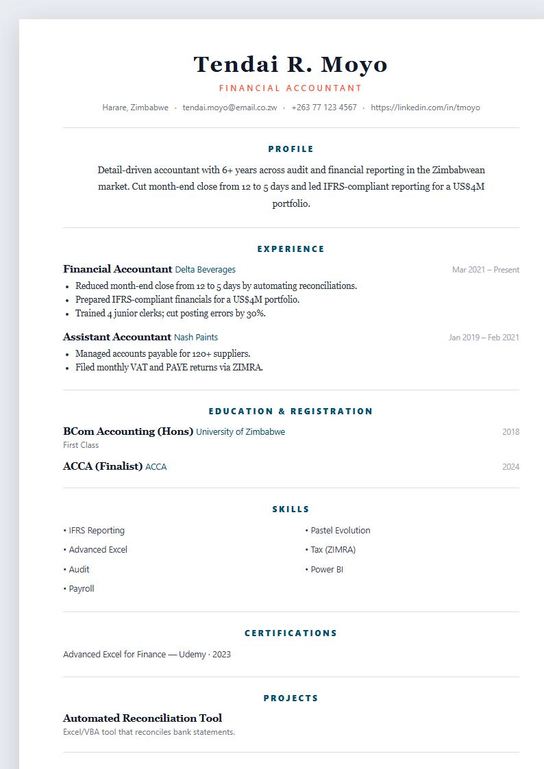 Elegant nurse CV template preview