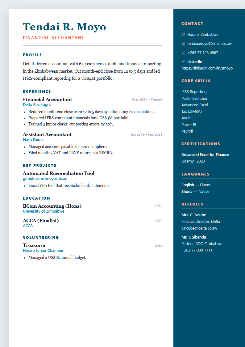 Executive ngo CV template preview