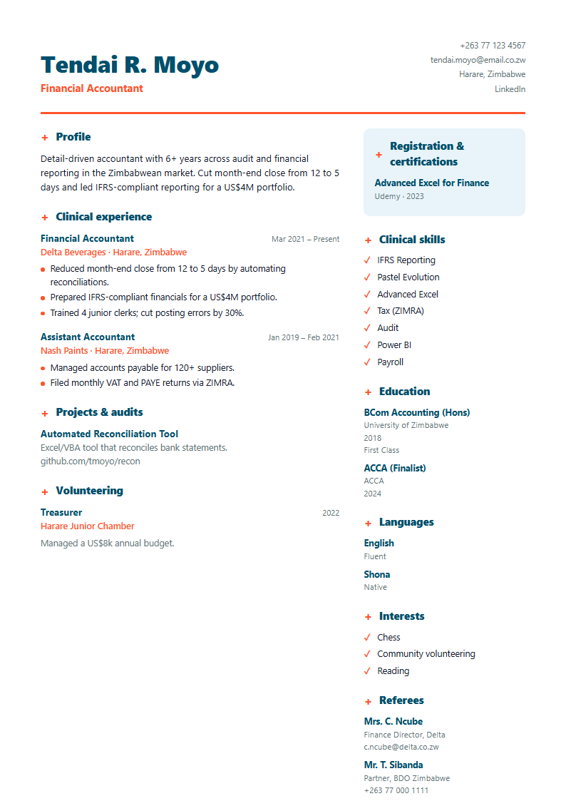 Healthcare CV template
