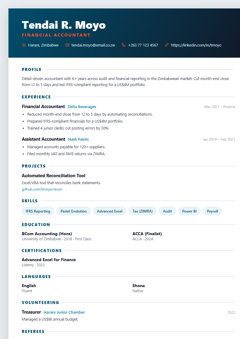 Modern marketing CV template preview