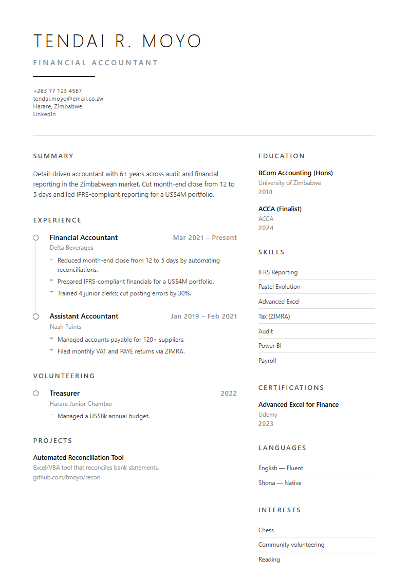Rule CV template